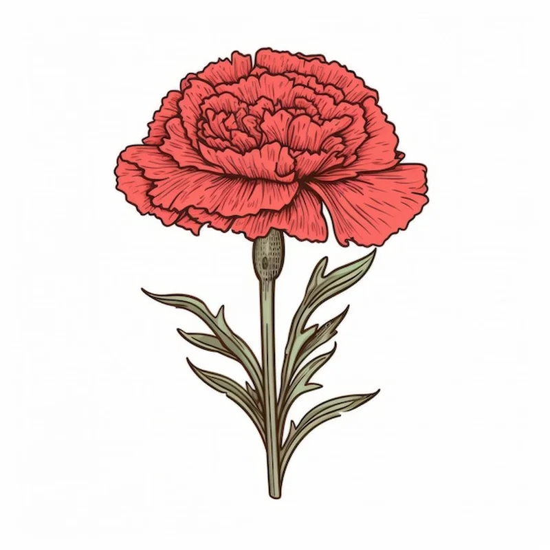 Ręcznie narysowany goździk w tradycyjnym stylu estetycznym
