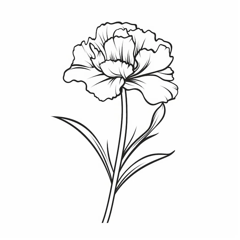 Minimalistyczny rysunek goździków dla tatuażu